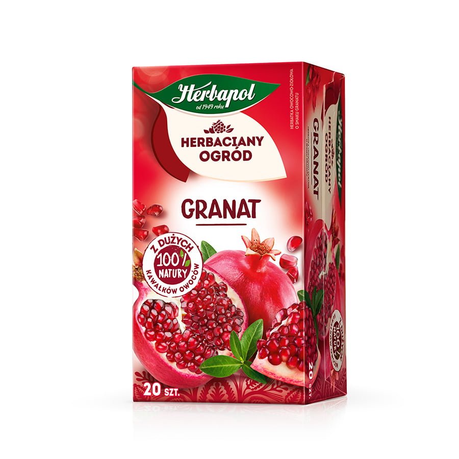 Herbapol Tea Garden – Pomegranate Flavored Fruit-Herbal Infusion 20 tea bags – Net weight: 1.76 oz (50 g)