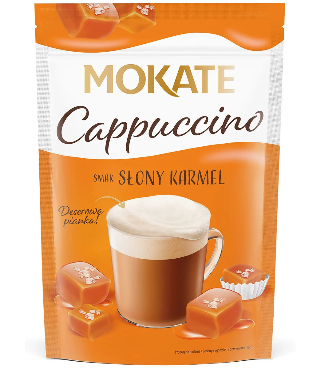 Mokate - Cappuccino, instant coffee, SALTED CARAMEL flavor, net weight: 3.9 oz
