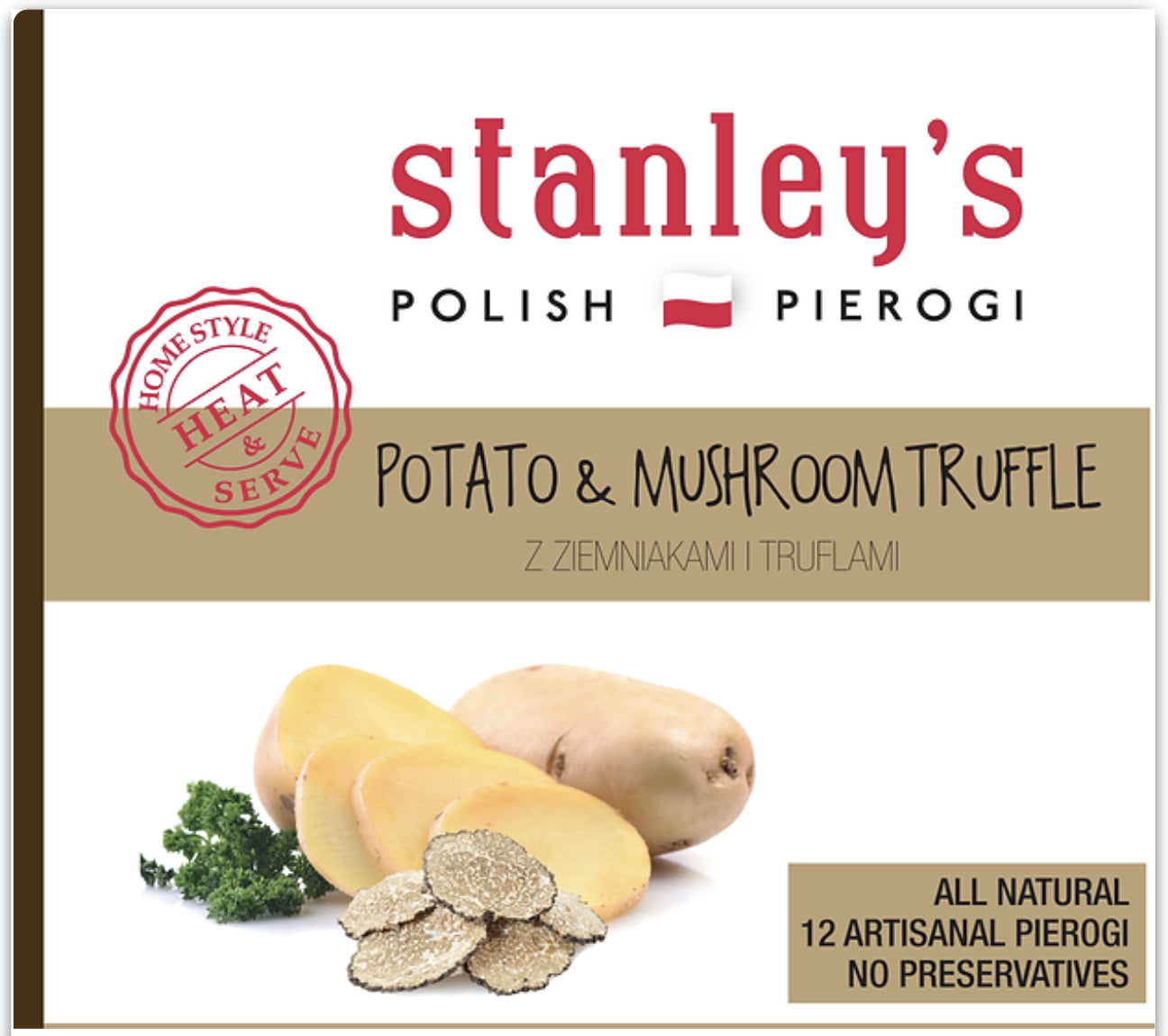 Stanley's Pierogi - potato & mushroom truffle, net weight: 30.0 oz (2 pcs)