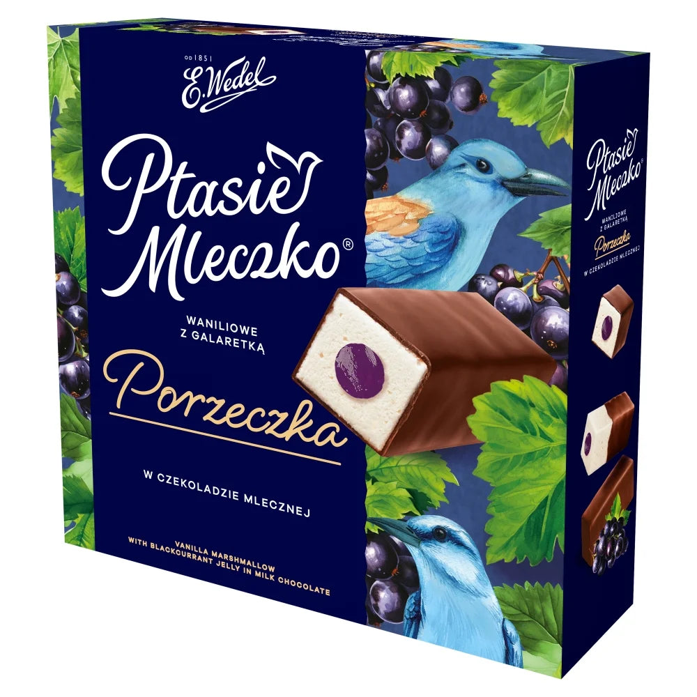 E.Wedel Ptasie Mleczko® - Vanilla Marshmallow with Blackcurrant Jelly in Milk Chocolate, Net Wt. 12.0 oz (340 g)