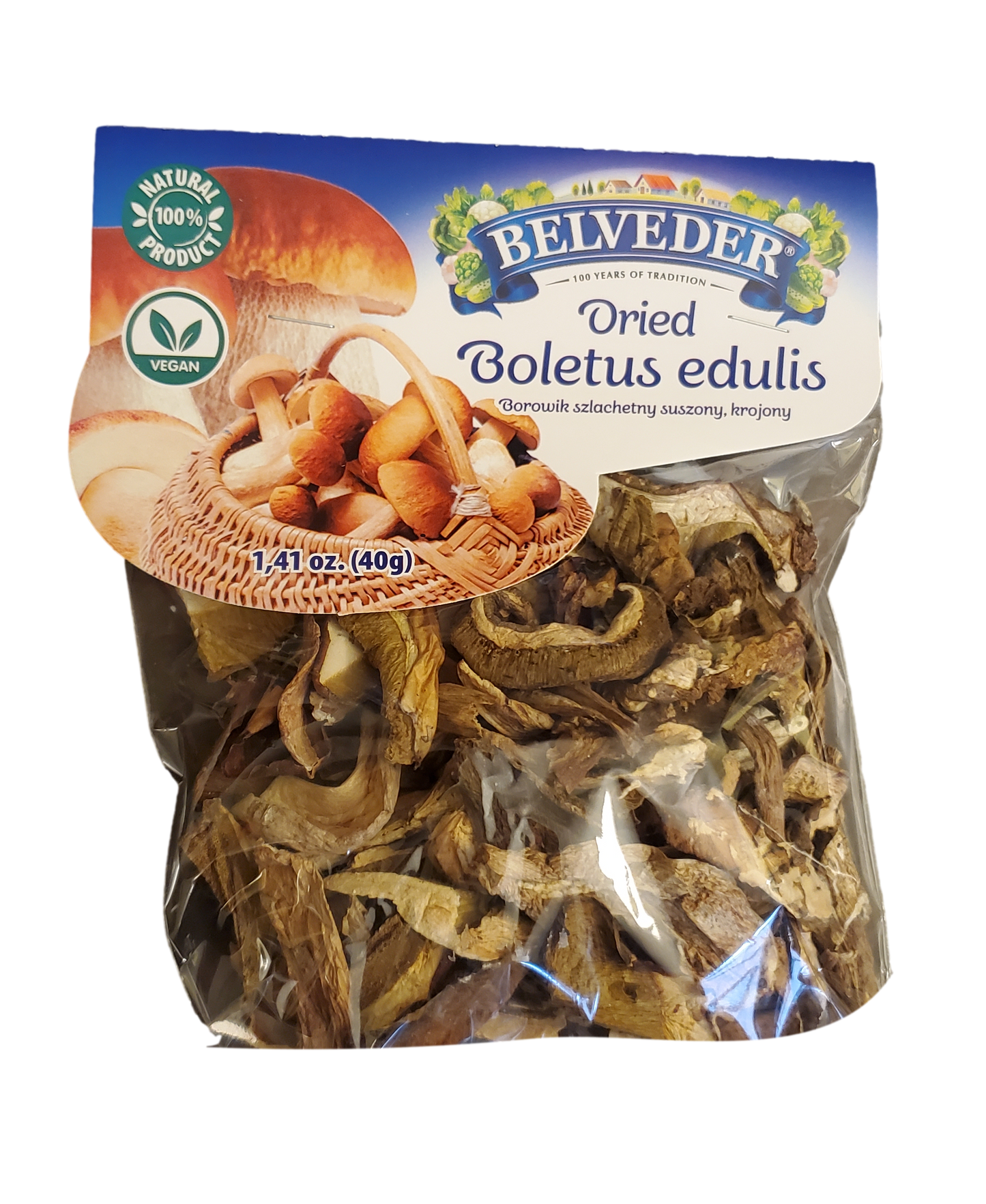 Belveder – Dried Boletus edulis (Porcini Mushrooms), net wt.: 1.41 oz (40 g)