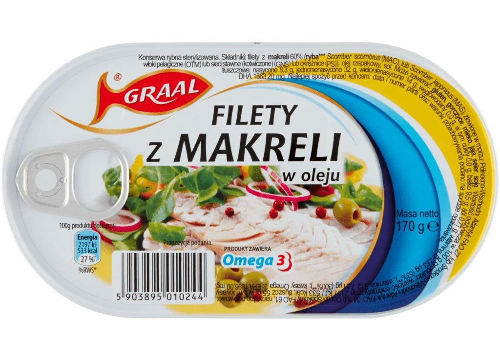Graal - Mackerel Fillets in Oil, Net Wt.: 5.9 oz (170 g)