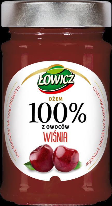 Łowicz - 100% fruit jam, sour cherry, net weight: 7.76 oz
