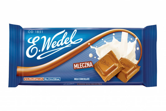 E. Wedel - milk chocolate, net weight: 3.53 oz