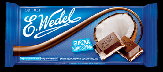 E. Wedel - dark chocolate with coconut filling, net weight: 3.53 oz