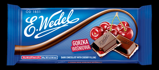 E. Wedel - dark chocolate  with cherry filling, net weight: 3.53 oz