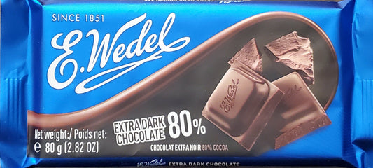 E. Wedel - dark chocolate 80% cocoa, net weight: 2.82 oz