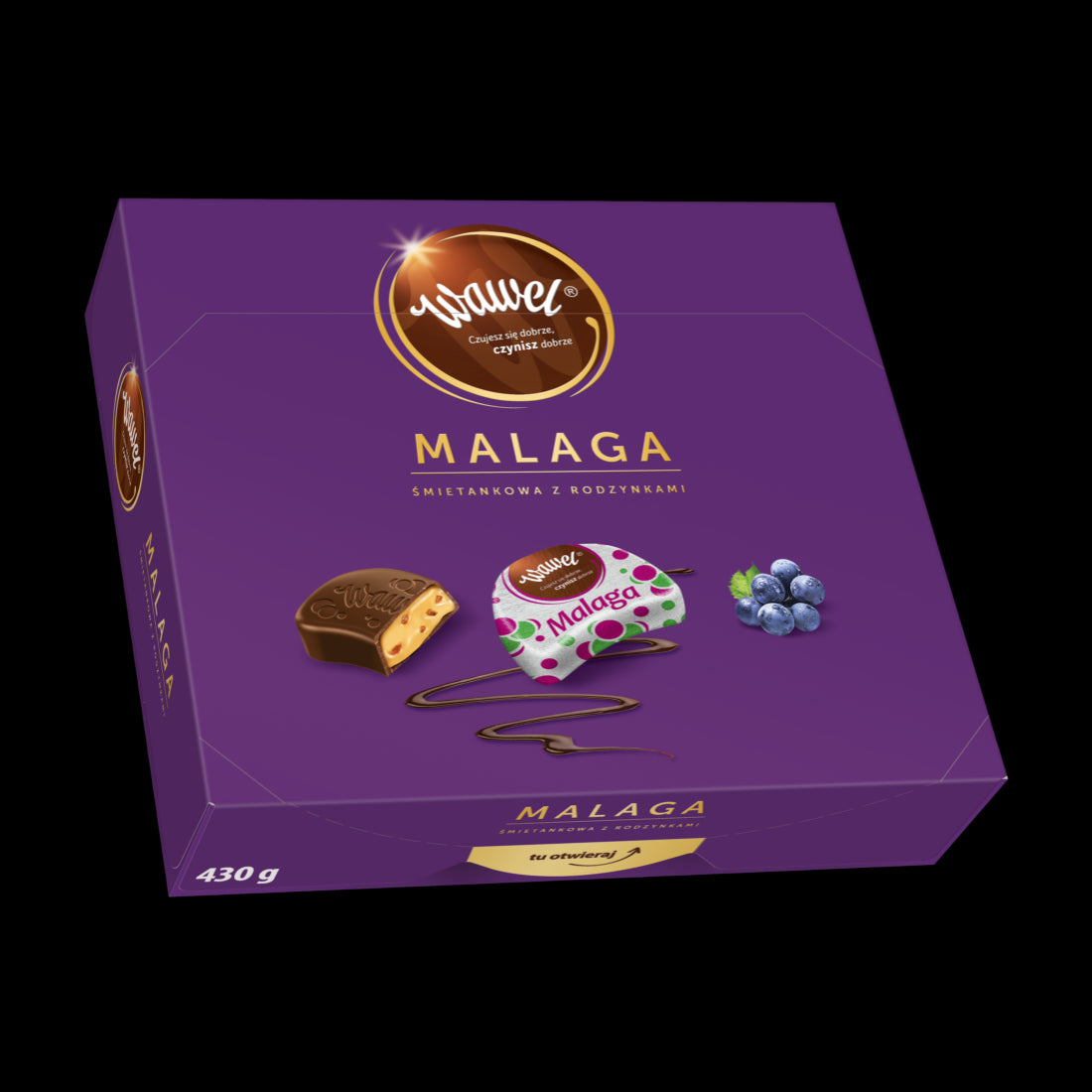 Wawel - Malaga milk chocolate with raisins and cream filling, net weight: 15.17 oz
