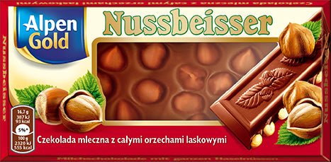 Alpen Gold - milk chocolate with hazelnuts, net weight: 3.53 oz