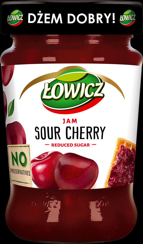 Łowicz - sour cherry jam, reduced sugar, net weight: 9.9 oz