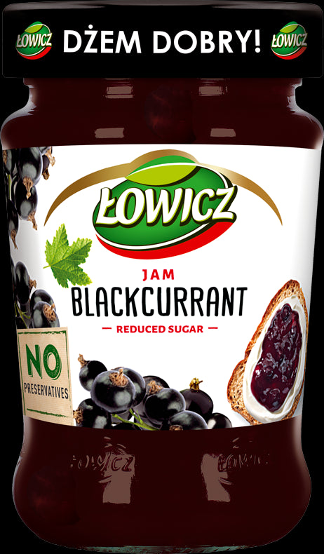 Łowicz - blackcurrant jam, reduced sugar, net weight: 9.9 oz
