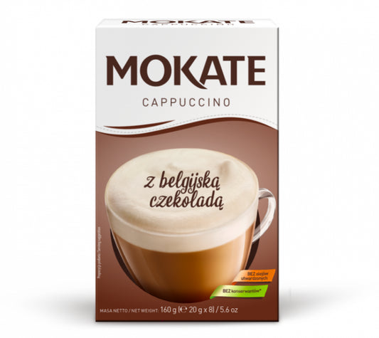 Mokate - Cappuccino, instant coffee, CHOCOLATE, net weight: 5.6 oz (0.7 oz x 8)