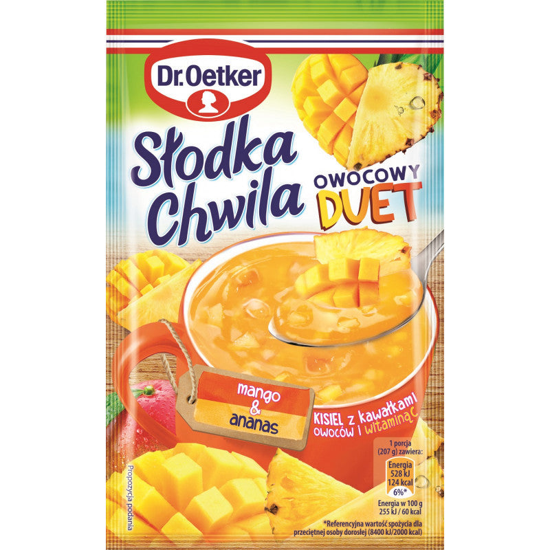 Dr. Oetker - Słodka Chwila Fruit Duet, mango-pineapple soft jelly powder, net weight: 1.13 oz
