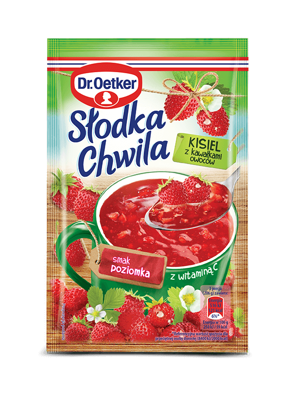 Dr. Oetker - Słodka Chwila, wild strawberry flavor and vitamin C soft jelly powder, net weight: 1.11 oz