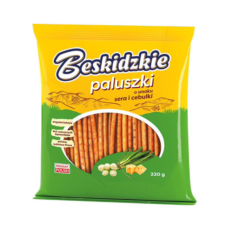 Beskidzkie - sticks with cheese and onion flavor, net weight: 6.35oz