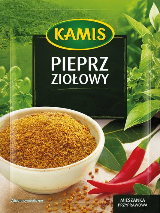 Kamis - herbal pepper, seasoning mix, net weight: 0,53 oz