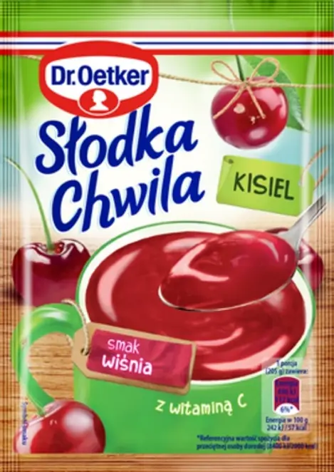 Dr. Oetker - Słodka Chwila Cherry Flavor Soft Jelly Powder with Vitamin C, Net Wt: 1.06 oz (30 g)