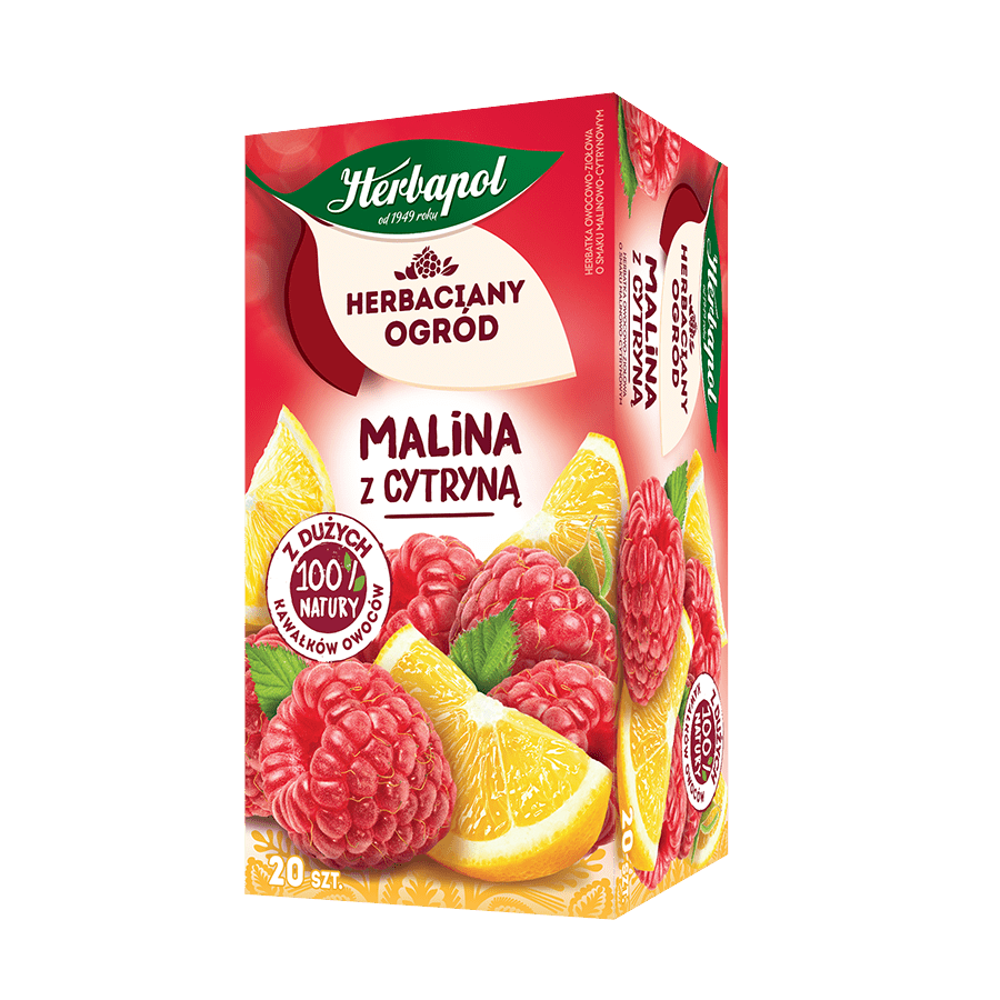 Herbapol Tea Garden – Raspberry with Lemon Flavored Fruit-Herbal Infusion 20 tea bags, Net wt: 1.90 oz (54 g)