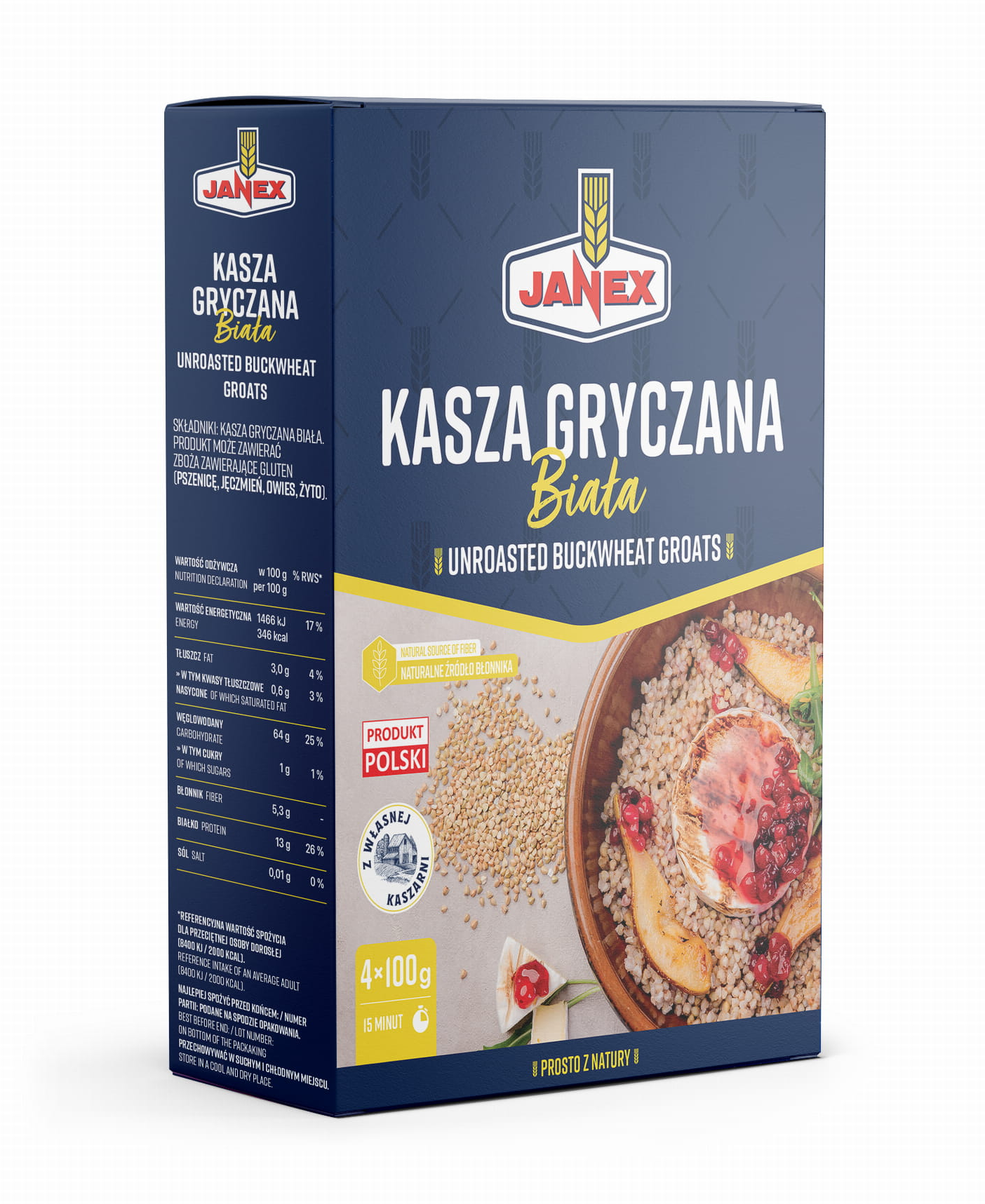 Janex – White Buckwheat Groats, Net Weight: 14.11 oz (400 g)