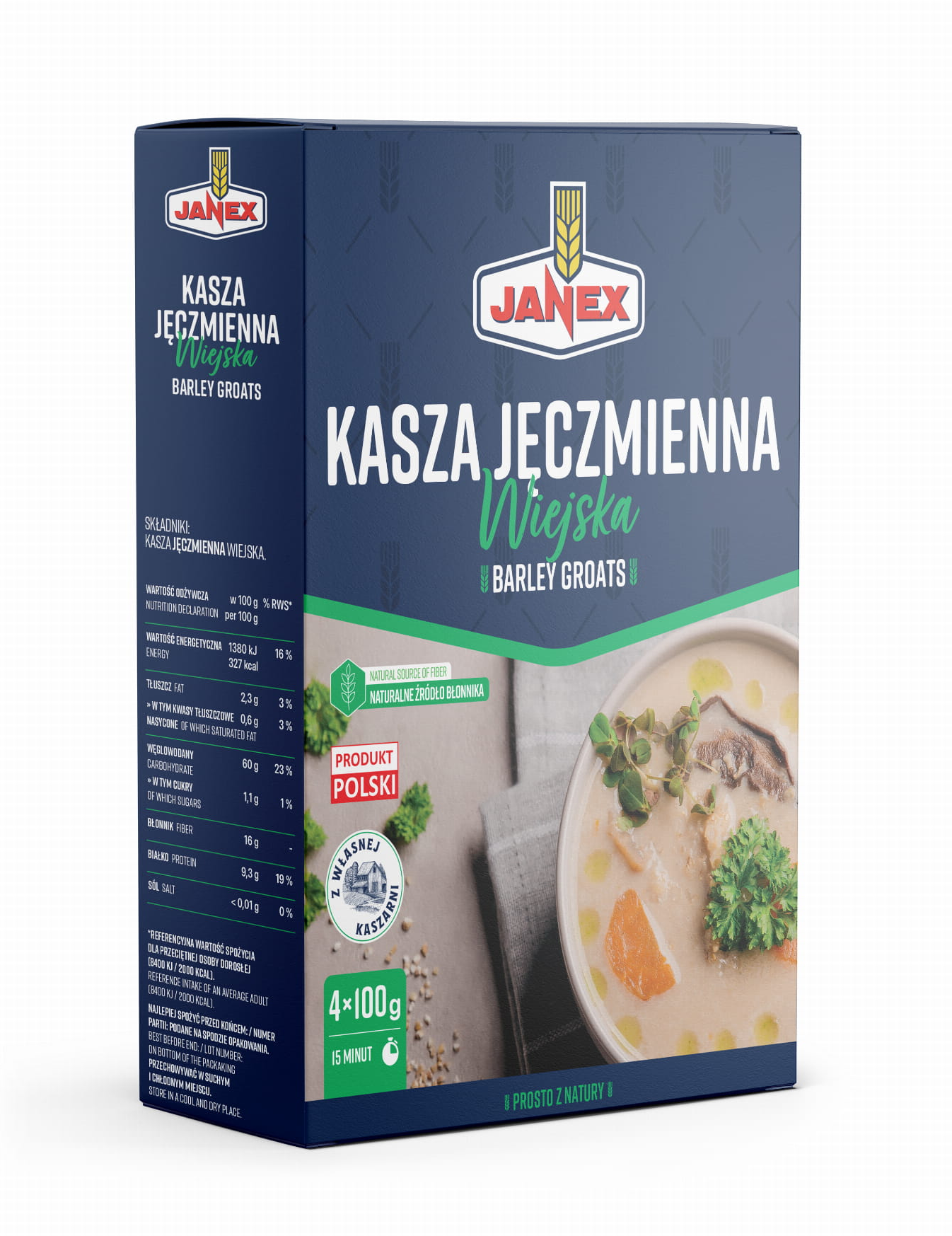 Janex - Country-Style Barley Groats, Net Weight: 14.11 oz (400 g)