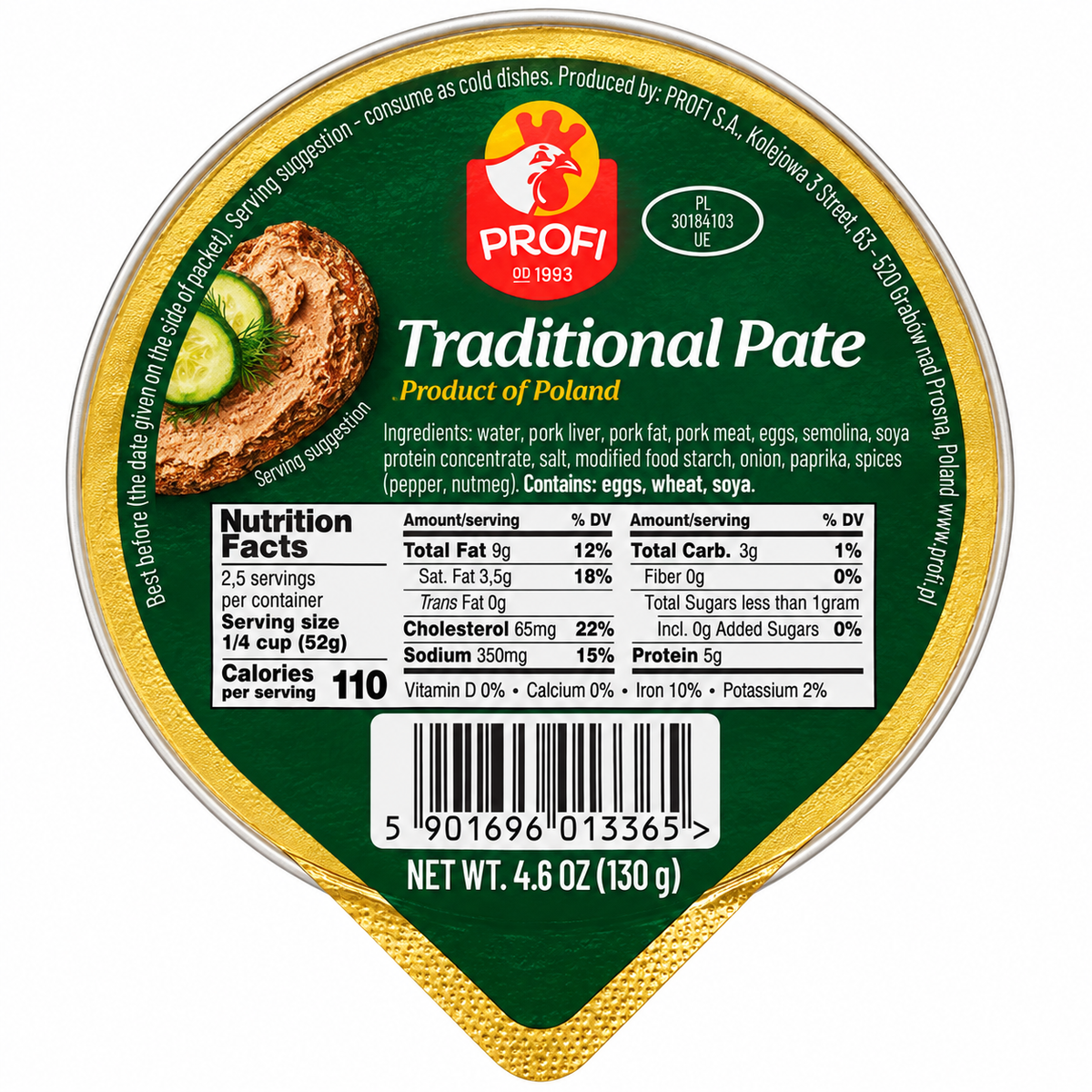 Profi – Traditional Pork Pate, Net Wt: 4.6 oz (130 g)