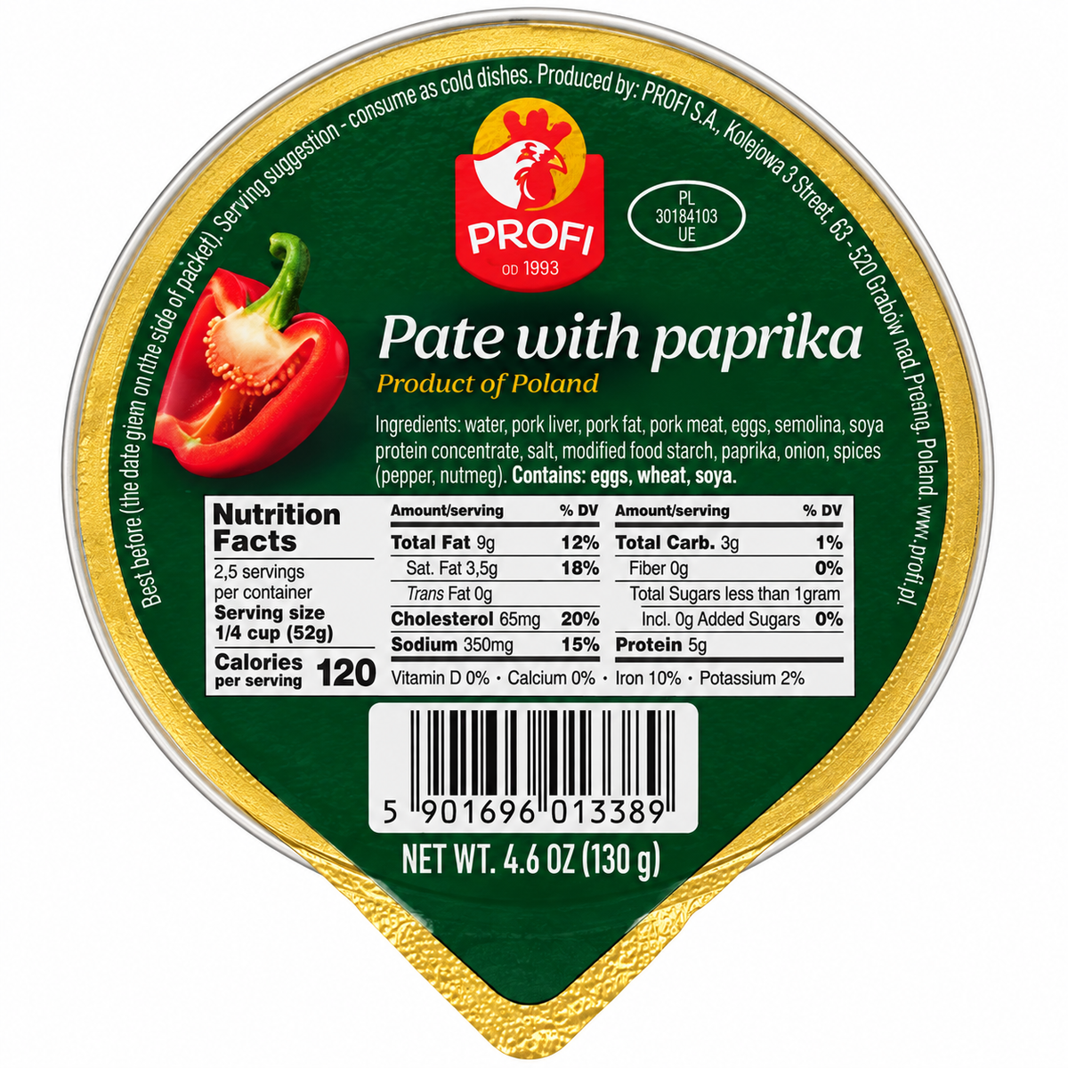 Profi – Pork Pate with Paprika, Net Wt: 4.6 oz (130 g)