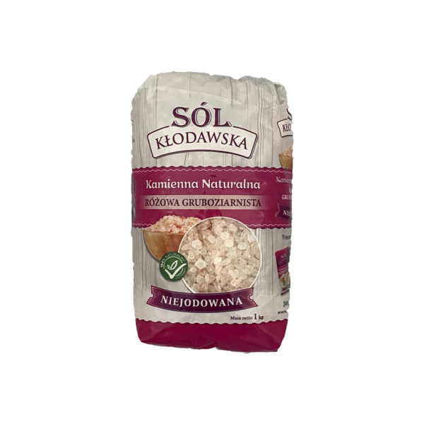 Sól Kłodawska - Pink Coarse Rock Salt, Unrefined & Iodine‑Free, net weight: 2.2 lb (1 kg)