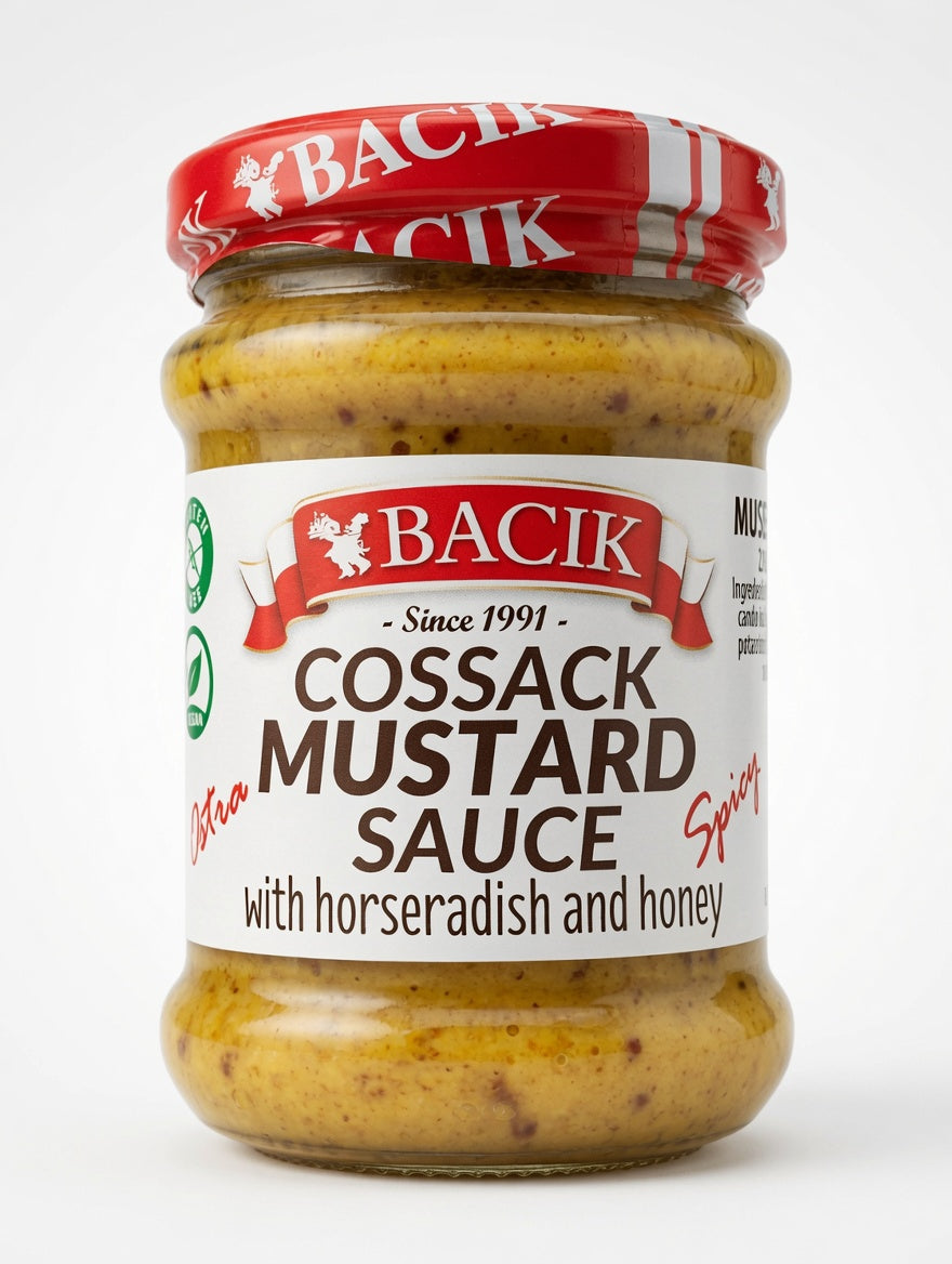 Bacik – Cossack Mustard Sauce with Horseradish and Honey, Net Wt: 8.5 oz (240 g), 250 ml