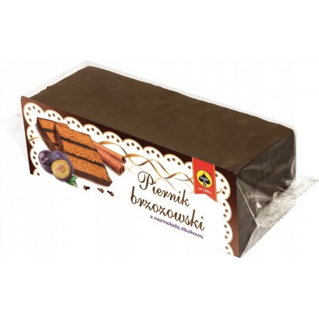 Piernik Brzozowski - dark chocolate covered gingerbread cake with plum filling, net weight: 10.5 oz