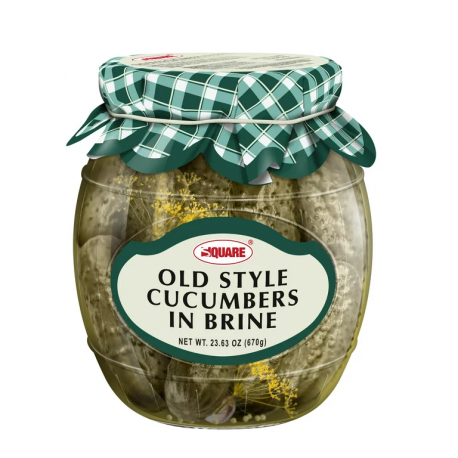 Square - old style cucumbers in brine, net weight: 23,63 oz