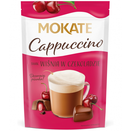 Mokate - Cappuccino, instant coffee, CHERRY IN CHOCOLATE flavor, net weight: 3.9 oz