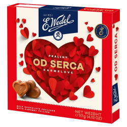 E. Wedel Praliny Prosto z Serca - Heart-Shaped milk chocolate pralines with caramel filling, net weight: 4.13 oz