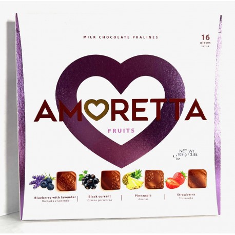 Mieszko Amoretta Fruits - milk chocolate pralines in four fruit flavors, net weight: 3.84 oz