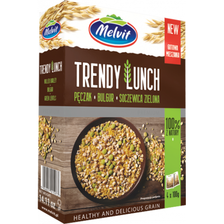 Melvit - TRENDY LUNCH GRAINS MIX - hulled barley, bulgur, green lentils, net weight: 4 x 100 g