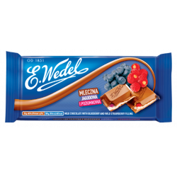 E. Wedel - milk chocolate with blueberry and strawberry filling, net weight: 3.53 oz