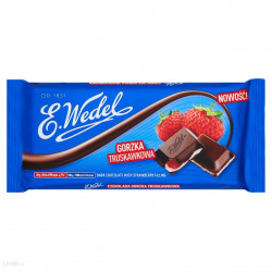E. Wedel - dark chocolate with strawberry filling, net weight: 3.53 oz
