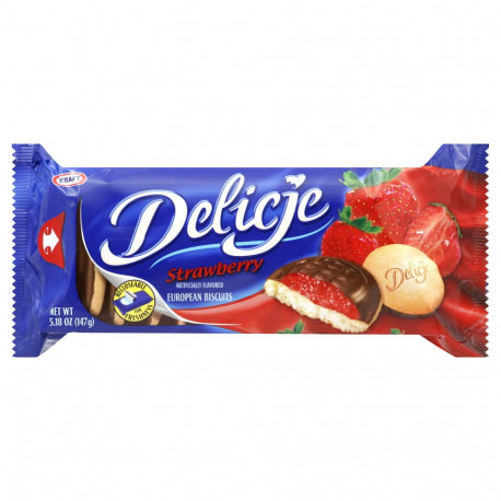 E. Wedel Delicje - biscuit with strawberry jelly, net weight: 5.18 oz