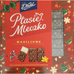 E. Wedel Ptasie Mleczko - vanilla marshmallow in dark chocolate with decoration