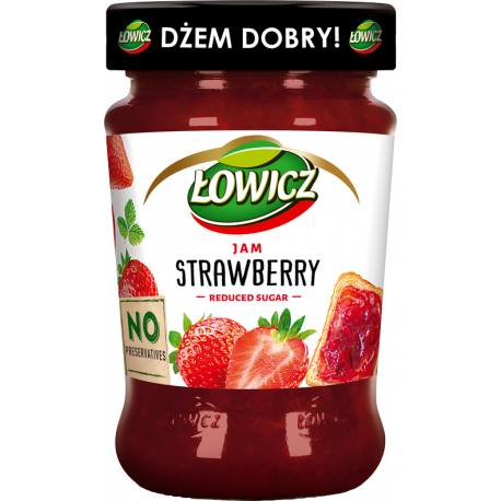 Łowicz - strawberry jam, reduced sugar, net weight: 9.9 oz