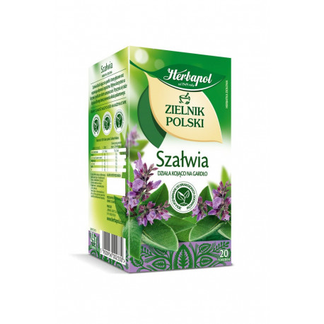 Polish Herb Garden - Sage, Herbal Tea, net weight: 0.85 oz (20 tea bags x 0.04 oz each)