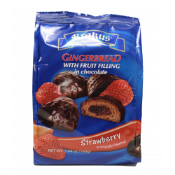 Krakus - gingerbread with fruit filling in chocolate, STRAWBERRY, net weight: 5.64 oz