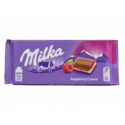 Milka Raspberry Creme - milk chocolate with raspberry and cream filling, net weight: 3.53 oz