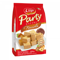 Lago Party Wafers - Hazelnut, wafers with hazelnut flavored cream filling, net weight: 8.82 oz