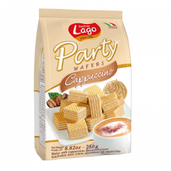 Lago Party Wafers - Cappuccino, wafers with cappuccino flavored cream filling, net weight: 8.82 oz