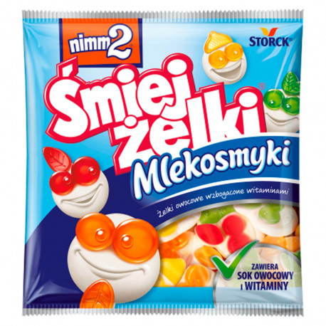 Nimm2 Śmiejżelki Mlekosmyki - fruity jelly candy with milk enriched with vitamins, net weight: 3.17 oz