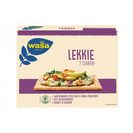 Wasa Lekkie 7 Ziaren - crisp'n light 7 grains bread, net weight: 4.94 oz