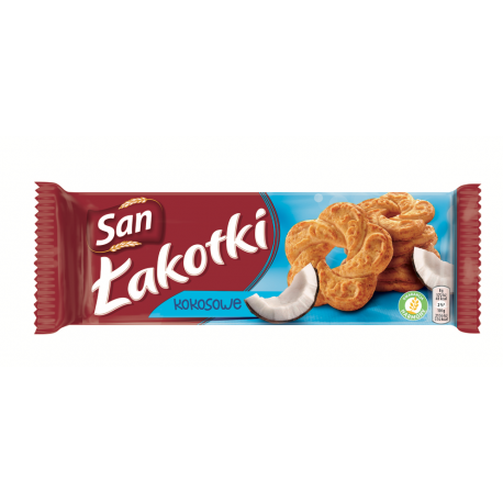 San Łakotki Kokosowe - crunchy biscuits with coconut flakes, net weight: 5,93 oz