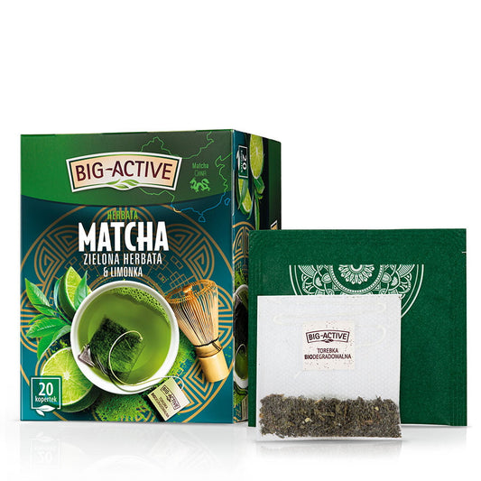 Big-Active - Matcha Green Tea & Lime, net wt.: 1.06 oz (20 bags × 0.053 oz)