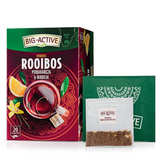 Big-Active Rooibos Orange & Vanilla Tea – Net Wt. 1.06 oz (20 Bags × 0.053 oz each)