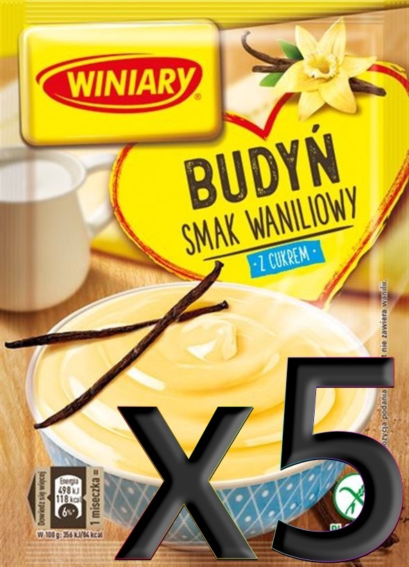 Winiary - vanilla pudding with sugar, pack of 5, net weight: 6.35 oz